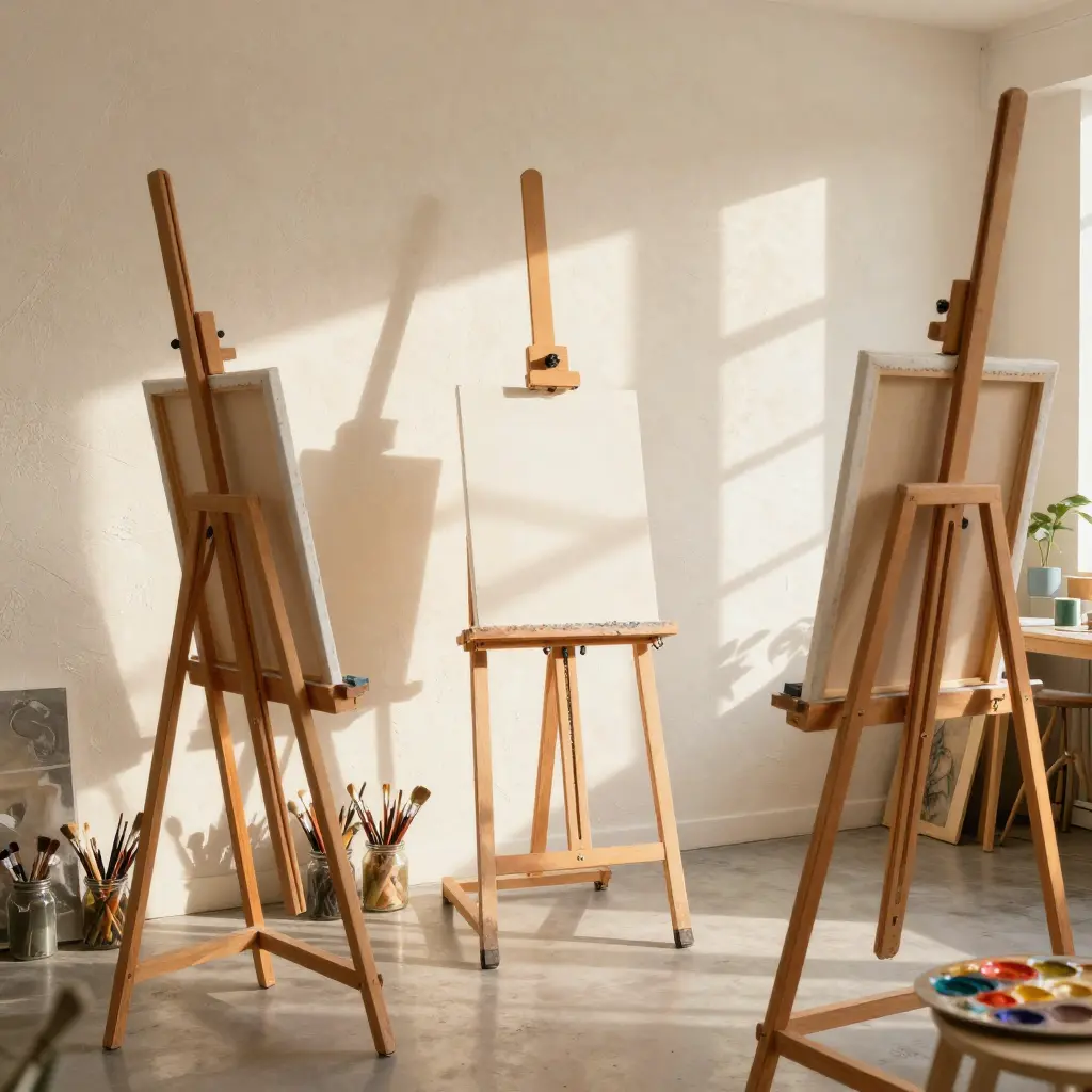 Bright and welcoming art studio with easels and natural light